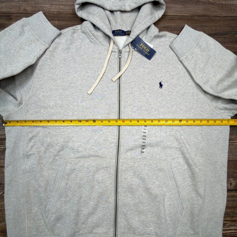 Polo Ralph Lauren Mens 3XB Zip Hoodie Grey Heather Fleece Waffle Lined NWT - Picture 4 of 10